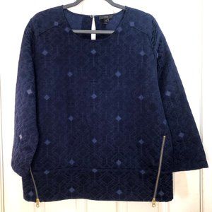 J. Crew - Navy Brocade Pullover with Gold Zippers